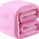 Fleece King Size Summer Blanket All Season 350GSM Lightweight Throw for The Bed Extra Soft Brush Fabric Winter Warm Sofa Blanket 90" x 108"(Pink King)