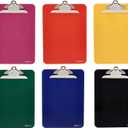 Amazon Basics Lightweight Plastic Clipboards with Sturdy Metal Clip, Letter Size, Assorted Classic Colors, Pack of 6