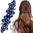 Joez Wonderful Rhinestone Hair Clips, Bridal Hair Accessories for Women, Sparkly Crystal Hair Pins, Fancy Hair Barrettes for Wedding, Bride, Long Hair (Blue Flower, 1 Pcs)