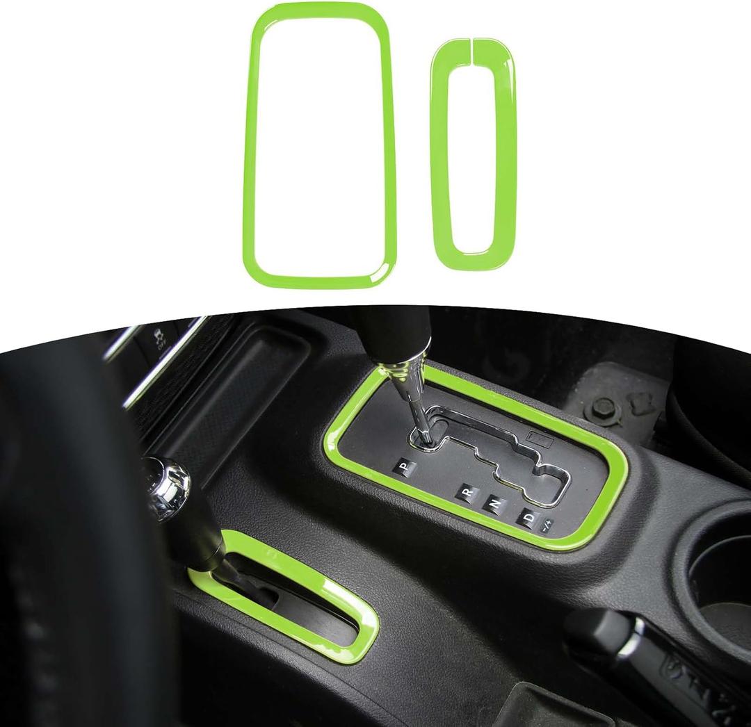 RT-TCZ for Jeep JK Gear Shift Panel Trim Cover Light Green for Jeep Wrangler JK JKU 2011-2017 Light Green Interior Accessories 2pcs