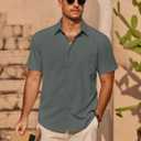 COOFANDY Mens Casual Short Sleeve Shirts Summer Beach Shirt Button Down Textured Shirts Vacation Hawaiian Shirts (Gray, S)