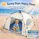 Baby Beach Tent Pop Up Sun Shelter with UPF 50+ UV Protection, Silver-Coated Interior, Breathable Mesh Ventilation, Easy Setup, Wind-Stable Beach Shade for Infants & Toddlers