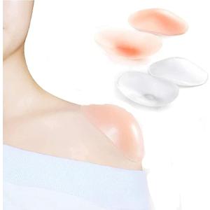 Silicone Shoulder Pads for Womens Clothing, Anti-Slip Shoulder Push-Up Pads Invisible Breathable Enhancer Reusable (2 Pairs (Transparent & Skin)