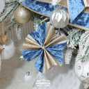 Navy Blue Velvet Wired Christmas Ribbon 4 Inch Extra Wide Thick Blue and Gold Glitter Holiday Ribbon  10-Yards Roll for Tree Decorations, Gift Wrapping, Wreaths, and DIY Crafts