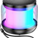 Mini Portable Bluetooth Speakers Wireless,TWS Pairing Small Bluetooth Speakerwith Lights and Lanyard,Gifts for Women/Girls, Boys and Kids for Christmas (Black)