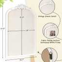 Bulletin Board with Linen, Vintage Arch Framed Pin Board – 15.7" x 24.8" White Cork Board for Walls, White Pine Wood Frame, Fabric Pinboard, Vision Board for School, Home & Office, 16" x 25"