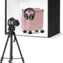 Amazon Basics Portable Foldable Photo Studio Box with LED Lights for Product Photography, 25 x 30 x 25 Inches, White Backdrop, Black