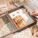 Califortree 8x10 Shadow Box Frame with Linen Back - Sturdy Memory Display Case of Flower, Pictures, Medals and More, Rustic Brown