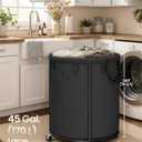 SONGMICS Laundry Basket with Wheels, Rolling Laundry Hamper with Steel Frame, Removable Liner Bag, 45 Gallon (170 L), Ink Black URLS030BH01, 170L-Rolling Round