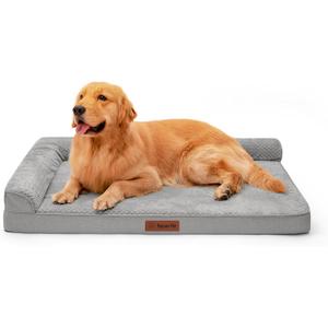 Orthopedic Dog Beds for Large Dogs, Memory Foam Dog Beds Large Sized Dogs, Washable Removable Cover, Nonskid Bottom, Waterproof, for Indoor, Outdoor, Crate  Car Use, 44x32x6 Inches, Light Grey