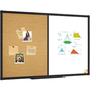 XBoard Magnetic whiteboard 36 x 24 - Combo Whiteboard Dry Erase Board/Cork Board, Magnetic White Board + Corkboard with Black Aluminum Frame, Colorful Push Pins & Marker Tray Included (36" x 24" Black)