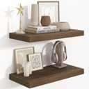 Fun Memories Floating Shelves 24 Inch Long, 9.3 Inch Deep Floating Shelf for Lving Room, Bedoom, Kitchen, Deep Wall Shelves for Bathroom, 2 Pack Storage Display Shelf for Books, Decors, Walnut