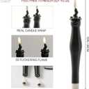 WDS WONDROUS Halloween Flameless Candles Set of 2, Black LED Battery Operated Black Candlesticks with Cat Design, Fake Tapered Candles with Remote for Halloween Decor & Table Centerpieces