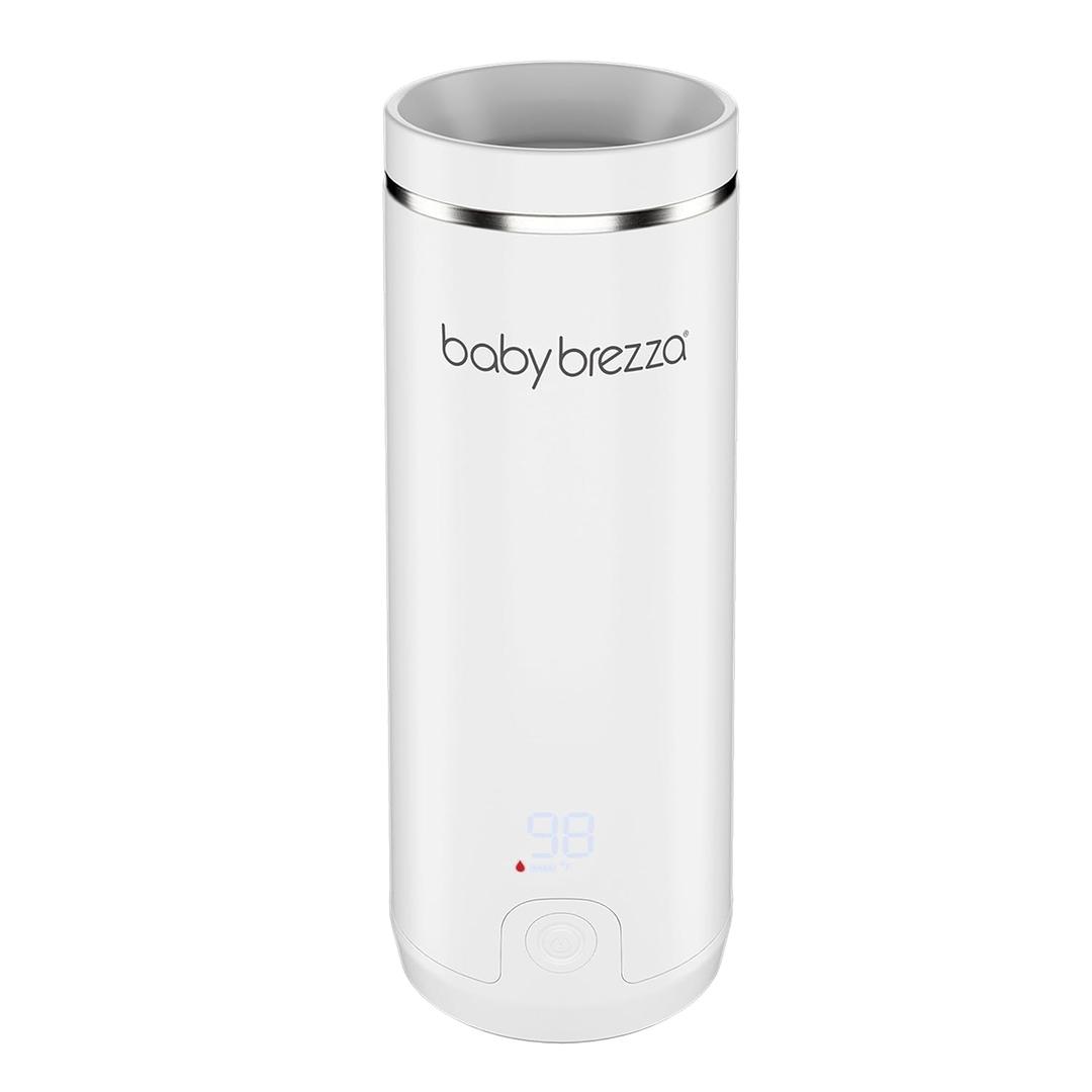 Baby Brezza Portable Warmer  3X Faster Baby Bottle Warming - Travel Breastmilk and Formula Warmer - Safe, Even Heating - Up to 9oz - No Adapters, White