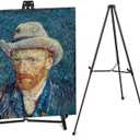 64" Aluminum Telescoping Display Easel, Adjustable Easel Stand for Sign, Portable Black Floor Standing Easels for Artwork, Painting, Posters, Whiteboard, 1PC