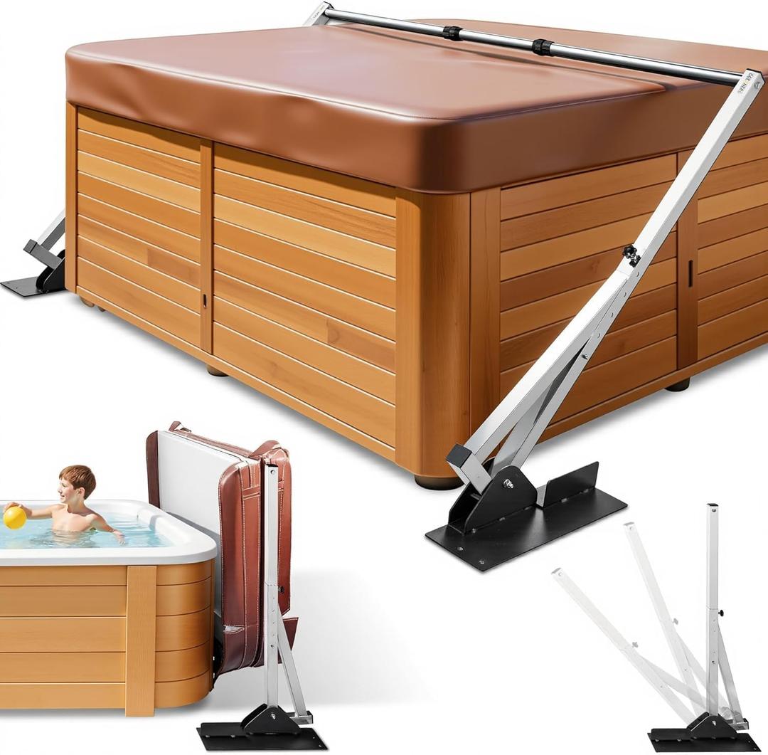 2026 Upgraded Hot Tub Cover Lifter 100% Stainless Steel, Fits Tubs 33-43" H x Up to 95" W, Heavy Duty Square Tubing, No Rust, Easy DIY for Rectangular & Square Spas