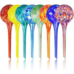 Plant Watering Globes Set of 8 - Large Self Watering Globes for Indoor & Outdoor Plants - Multicolored, Automatic, Glass Watering Bulbs for Daily Use, Plant Watering Devices