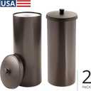 iDesign Freestanding Bathroom Toilet Paper Storage Holder with Lid for 3 Extra Rolls, 2-Pack, Bronze