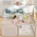 Mloong Baby Playpen with Mat, 59x59 Inches Extra Large Playpen for Babies and Toddlers, Indoor & Outdoor Activity Center, Safety Baby Fence