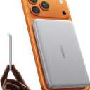 THREEKEY Ultra Slim for MagSafe Portable Charger, 10000mAh Card Slim Magnetic Power Bank,15W Wireless Fast Charging Battery Pack for iPhone 17 Air 16 15 14 13 12 Pro Max Plus(Argent Silver)