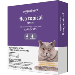 Amazon Basics Topical Flea Treatment for Large Cats (Over 9 Pounds), 4 Count (Previously Solimo)