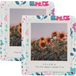 Small Polaroid Photo Album Book For Polaroid Now, i-Type, 600, and SX-70 Instant Photos, Holds 32 Pockets Fujifilm Instax Wide 400/300 Square Picture Film. (Modern Floral, 2 Pack)
