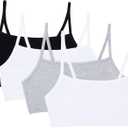 Fruit of The Loom Womens Spaghetti Strap Cotton Pullover Sports Bra Value Pack (34, Black/White/White/Heather Grey 4-pack)