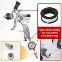 HVLP Paint Spray Gun Kit with 1.4/1.7/2.0/2.5mm 4 Nozzles & Air Compressor Regulator, 10Pcs 650ML Disposable Paint Cups, Gravity Feed Air Paint Gun for Painting Cars, Furniture & DIY (Black)