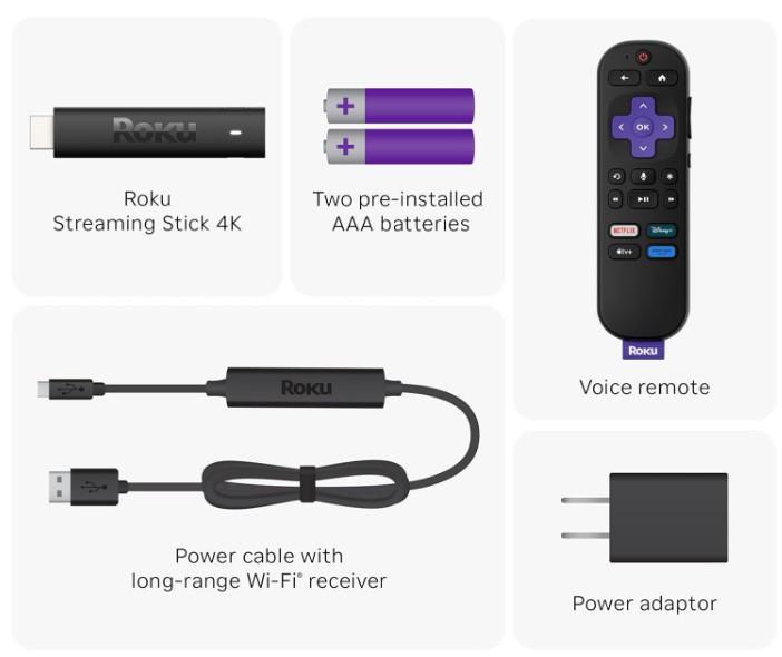 Roku Streaming Stick 4K - HDR & Dolby Vision Roku Streaming Device for TV with Voice Remote & Long-Range Wi-Fi - Free & Live TV