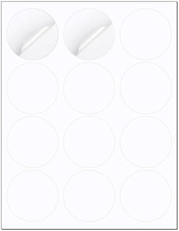 Methdic 2.5" Diameter High Visibility Printable Round Labels，Matte White，360 Customizable Blank Stickers