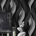 yaretzy Peel and Stick Wallpaper Black/White 3D Wave Stripe Wallpaper Removable Sticky Self Adhesive 20.8 inch x 9.8ft (20.8" x 118")