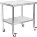 Stainless Steel Table for Prep & Work with 4 Caster Wheels with Adjustable Undershelf 24 x 30 NSF Metal Commercial Kitchen Worktable for Restaurant Home Outdoor