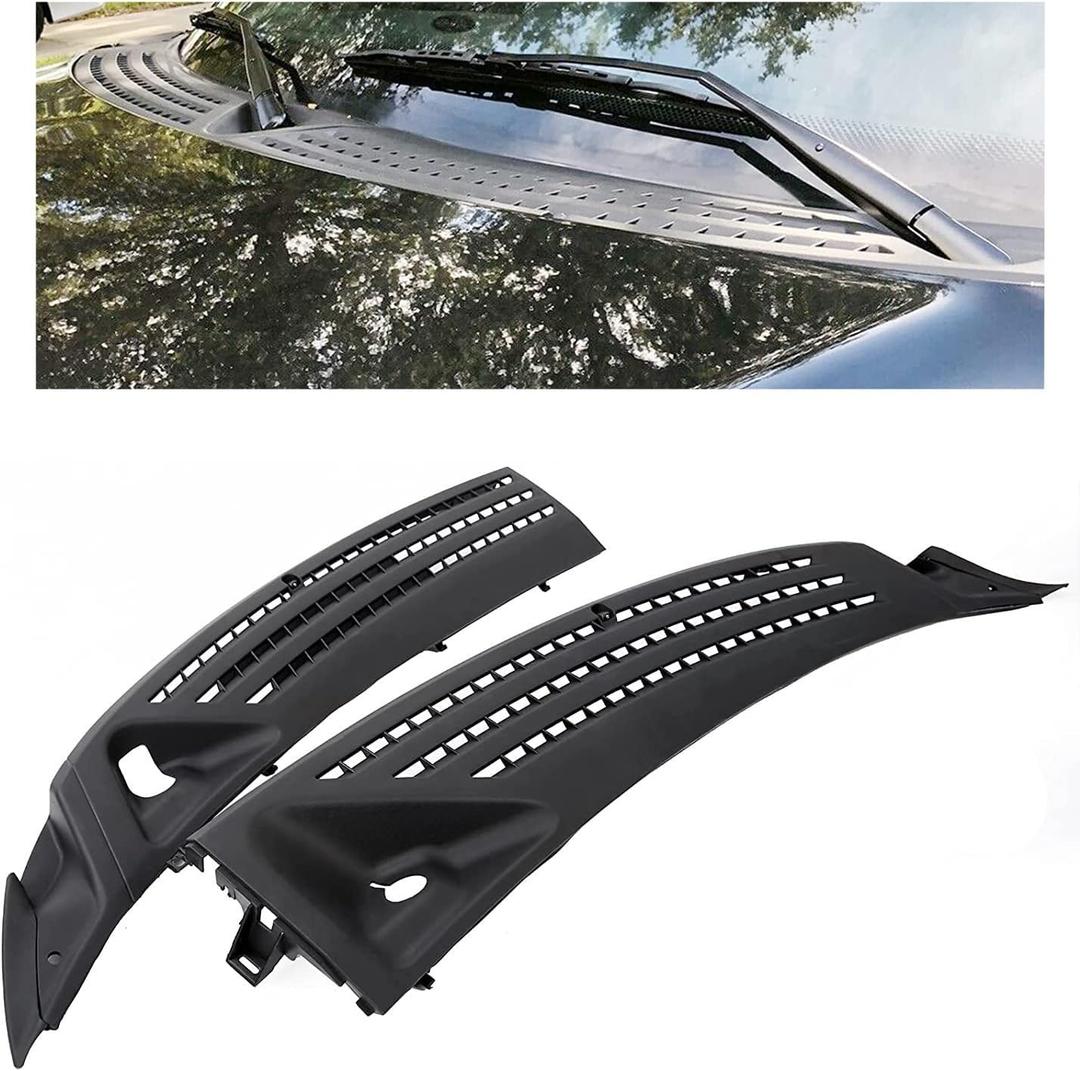 ECOTRIC Windshield Wiper Cowl Cover Panel Compatible with 2004-2008 Ford F150 2006-2007 Lincoln Mark LT Outer Window Wiper Cowl Grille Replacement for 4L3Z-15022A69-AA & 4L3Z-15022A68-BA