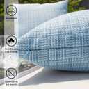 Kevin Textile Pack of 2 Decorative Outdoor Waterproof Pillow Covers Garden Cushion Sham Throw Pillowcase Shell for Patio Tent Couch 12x20 Inch Light Blue