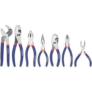 7-piece WORKPRO Pliers Set with Groove Joint, Long Nose, Slip Joint, Linesman, and Diagonal Pliers for DIY & Home Use