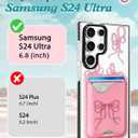 Toycamp for Samsung Galaxy S24 Ultra Case - Compatible with Magsafe Credit Card Holder Wallet Magnetic Cute Women Teen Girls Kawaii Girly Unique Bow Design Phone Cover ffor Galaxy S24 Ultra