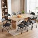 VECELO Folding Chairs Set of 2, Faux Leather Padded, Black, 2 Pack