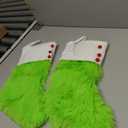 BEDBLK Cozy Christmas Stockings,2 Pack 20'' Large Green Faux Fur Plush Xmas Stockings,Rustic Farmhouse Stockings Gifts Hanging Ornament for Family Holiday Christmas Decorations (Green with White Cuff)