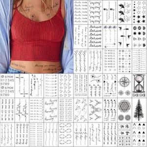 Everjoy Realistic Tiny Temporary Tattoos - 400+ Patterns, 60 Pcs Inspirational Quotes, Words, Lines, Flowers, Leaves, Artworks, Message Tattoos for Women, Men and Adults
