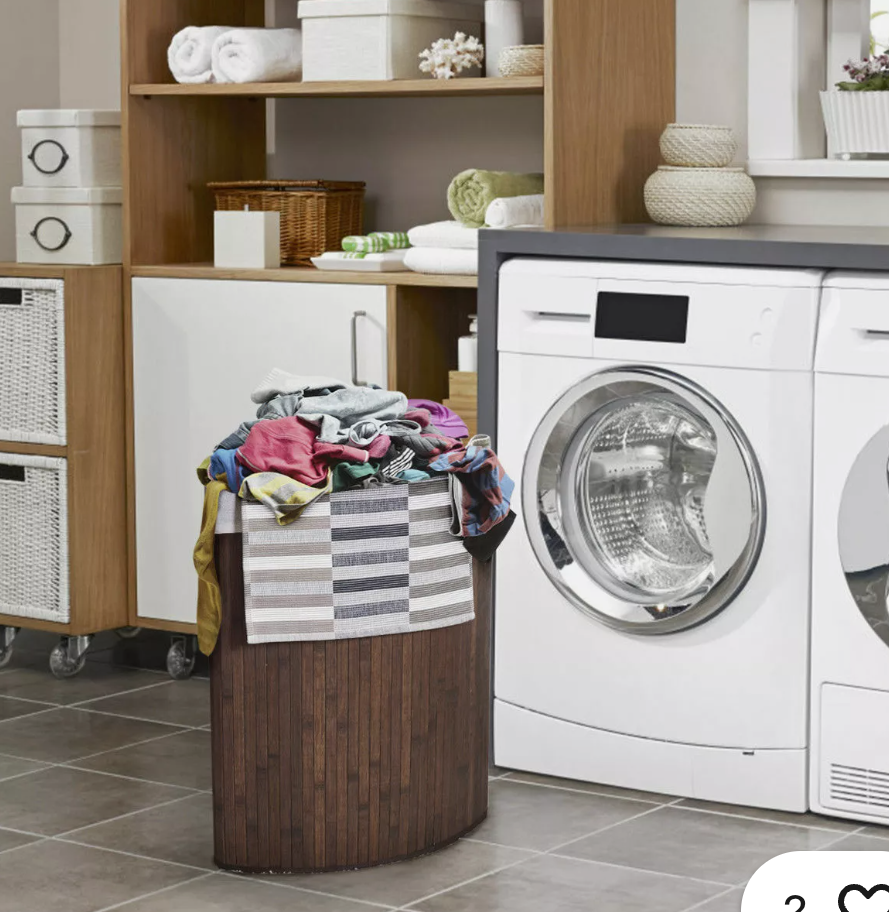 Corner Bamboo Hamper Laundry Basket Washing Cloth Bin Storage Bag Brown