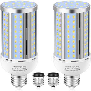 2 Pack 36W Corn LED Light Bulb Fanless,(320 Watt Equivalent) E26/E39 Medium/Large Mogul Base LED Cob Lamp 5000K Daylight 5,400LM for Outdoor Indoor Garage Warehouse Factory Workshop Street Backyard