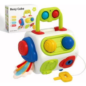 Busy Cube for Toddlers 1 Years Old, Montessori Toys for 1 Year Old - Ideal Gifts for 1 Year Old Boys Girls - Airplane Plane Car Travel Toys for 6 to 18 Months Toddlers Educational Learning Toys