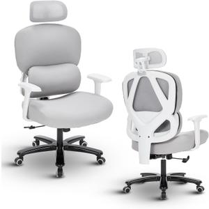 Ergonomic Office Chair 500 Lbs with Footrest,High Back Computer Mesh Desk Chair with Adjustable Lumbar Support,Headrest,Backrest and 3D Armrest for Home Office,Comfortable Grey