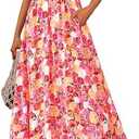 PRETTYGARDEN Womens Summer Dresses Floral Sleeveless Smocked Maxi Dress Boho Spaghetti Strap A Line Flowy Beach Long Sundress M