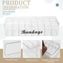Bandaid Organizer Holder,8 Compartments Medicine Storage Box with Flip Cover,Multiple Compartments Band Aid Organizer,Bandaid Box for Elastic Bandage Wrap, Cotton Swabs(Clear)