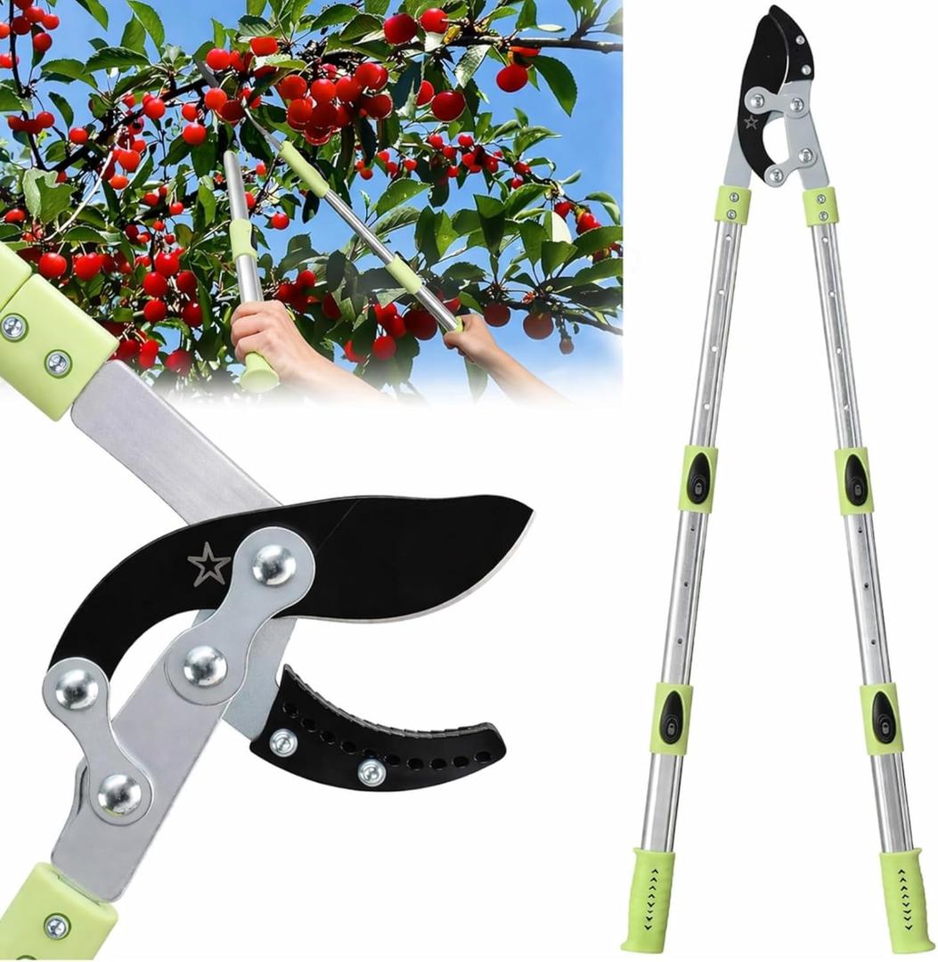 Heavy Duty Hand Loppers Pruning Shears for Gardening,25"-44" Extendable Branch Cutter for Tree Limb Trimming, Lightweight Anvil Lopping Shears for up to 2 Thick Branches Cutters (Green)
