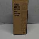 32 oz Glass Water Bolttles with Straw Large Motivational Water Bottle with Time Marker Sports Water Bottles with Silicone Sleeve and Handle Lid Water Jug for Gym Workout (White)