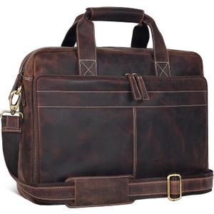 Leather Laptop Messenger Bag for Men and Women - Briefcase Crossbody Office