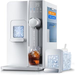 3-in-1 Countertop Water Bar with Ice Maker, Hot & Cold Water Dispenser, 7-Stage Filter, 7 Temp Settings, 5 Volume Options, No Installation, Portable Water Station for Kitchen, Office, RV