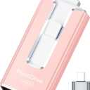 MFi Certified 256GB Flash Drive for iPhone iPad, Photo Stick for External Memory Storage, Easily Back Up and Save Photos Videos, USB Memory Stick Thumb Drive for iPhone/iPad/Android/PC (Rose Pink)